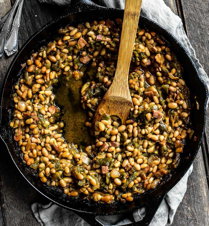 Grilled Green Chile Baked Beans 