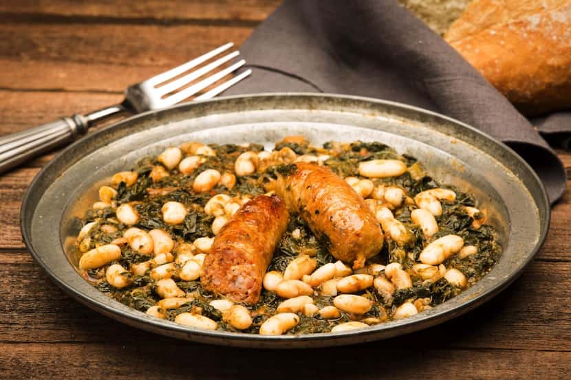 
White Beans With Tuscan Kale and Sausages
