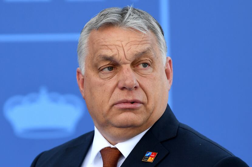 Hungary Prime Minister Viktor Orban arrives at the NATO Heads of State summit in Madrid,...