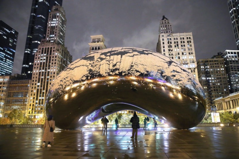  Snow collects on Cloud Gate (also known as 'The Bean') in Millennium Park