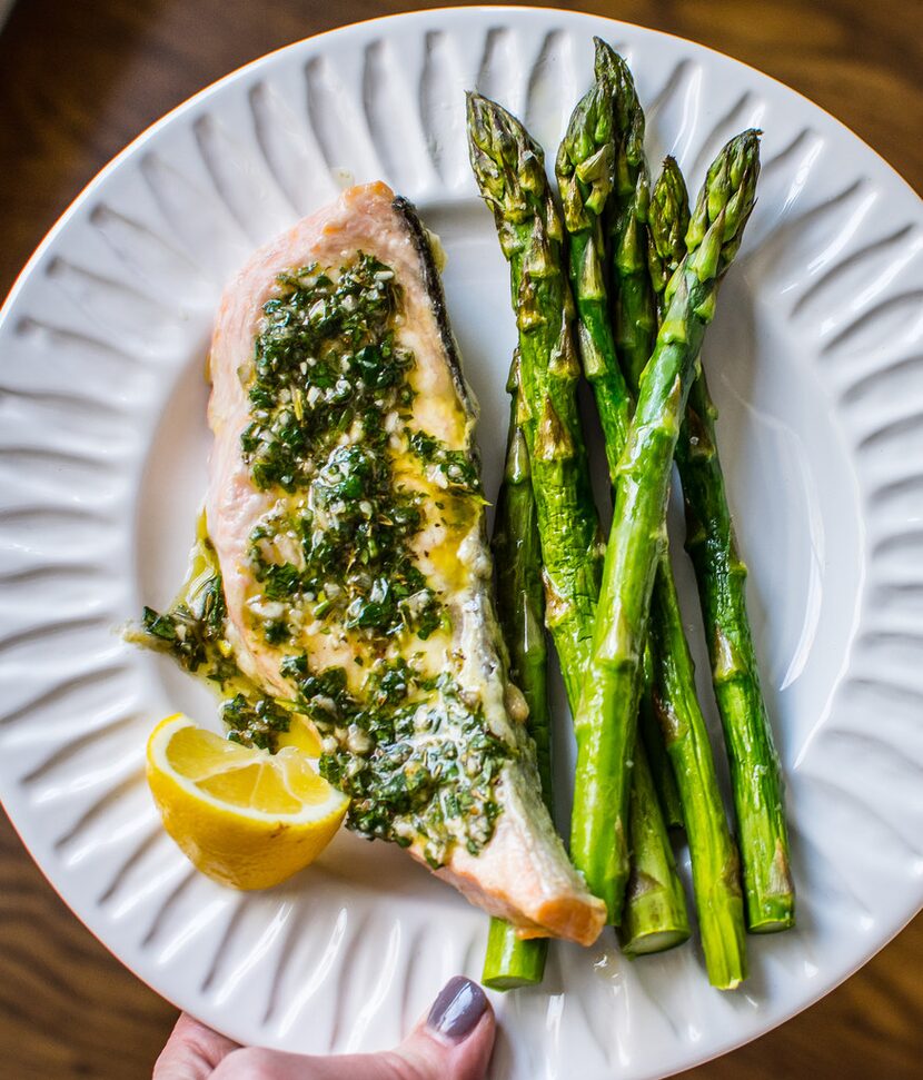 Sheet Pan Salmon and Asparagus with Chimichurri is an easy yet elegant weeknight meal.