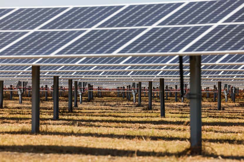 Solar panels at Lily Solar in Scurry, TX, on Thursday, August 11, 2022. Silicon, which forms...