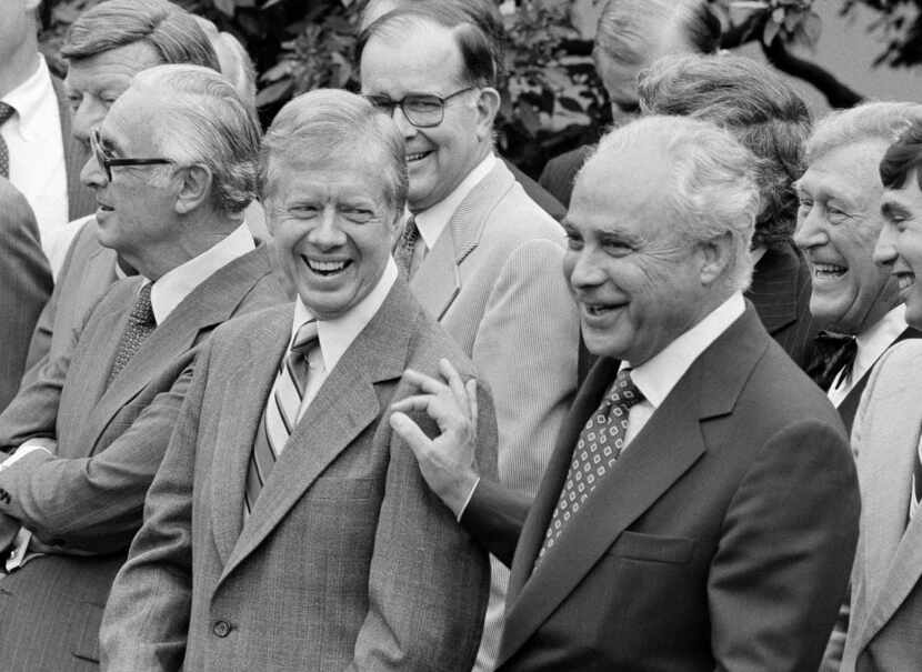 
Ambassador Robert Strauss, special trade negotiator, and President Jimmy Carter on July 26,...
