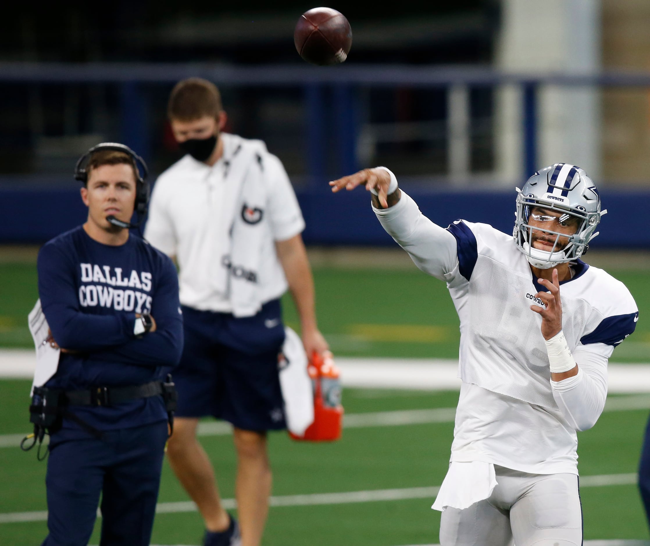 Dallas Cowboys players wear no names on uniforms during scrimmage