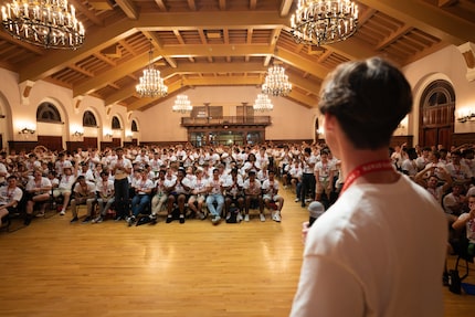 Speeches delivered to large groups of peers are common at the American Legion Texas Boys...