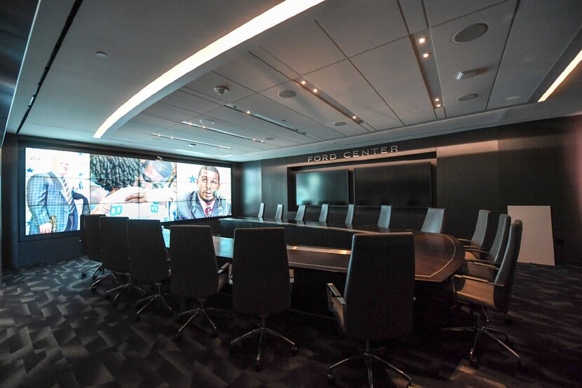 A look at the Dallas Cowboys' new NFL draft "war room" at the team's new headquarters at The...