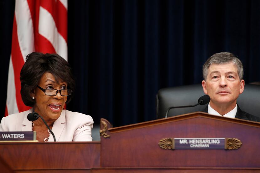 House Financial Services Committee ranking member Rep. Maxine Waters, D-Calif., responds to...