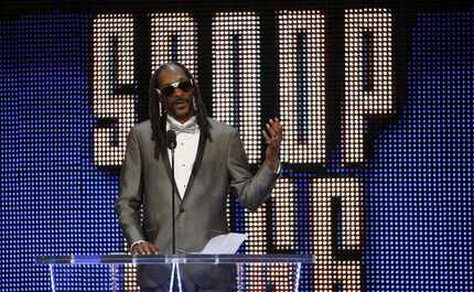 Celebrity inductee Snoop Dogg spoke during the WWE Hall of Fame event at Dallas' American...