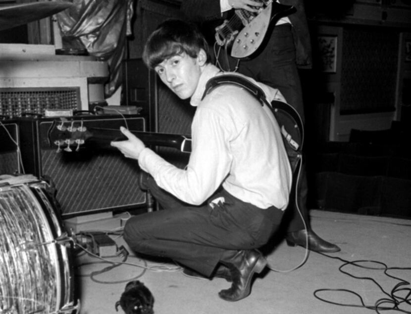 George Harrison, on Oct. 1, 1963,  during a recording session for the BBC radio program...