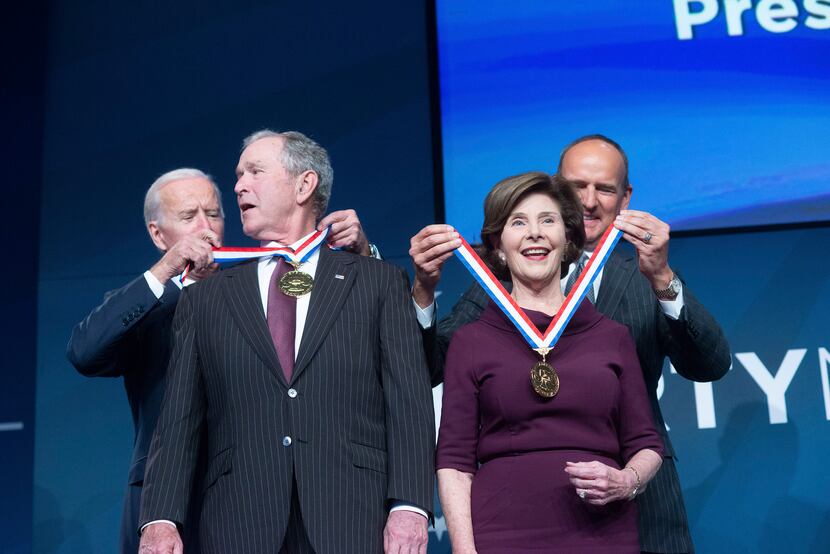 Former Vice President Joe Biden (back left) and National Constitution Center Executive...