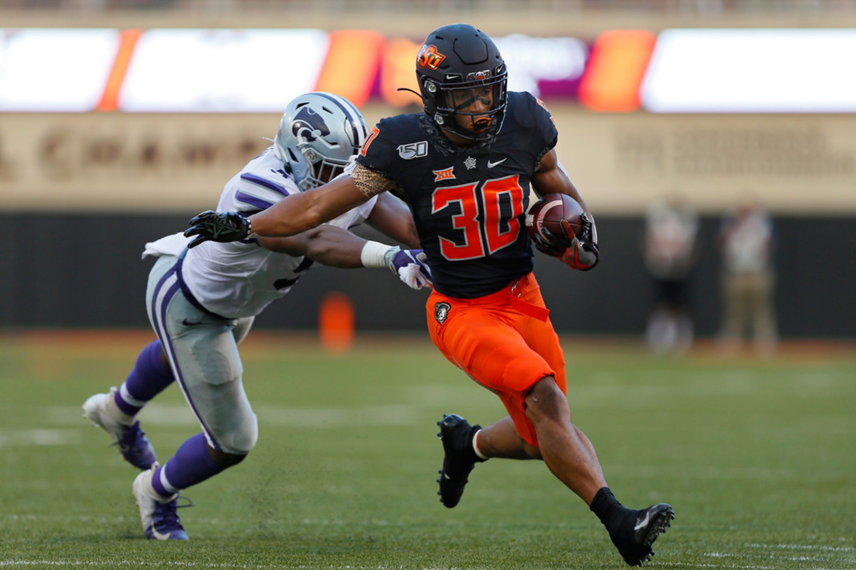 STILLWATER, OK - SEPTEMBER 28:  Running back Chuba Hubbard #30 of the Oklahoma State Cowboys...