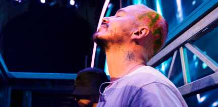 This image released by Amazon shows J Balvin in a scene from his documentary “The Boy From...