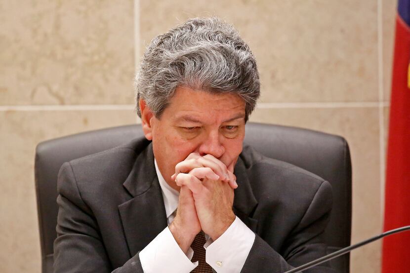 Tarrant County District Judge George Gallagher presides during a Texas Attorney General Ken...