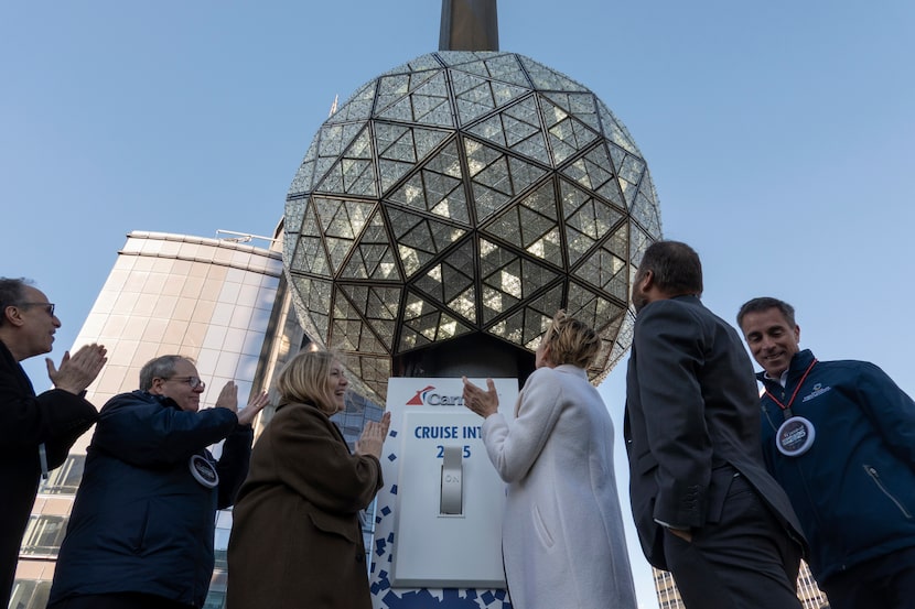 New Year's Eve preparations are underway in Times Square in New York, Monday, Dec. 30, 2024....