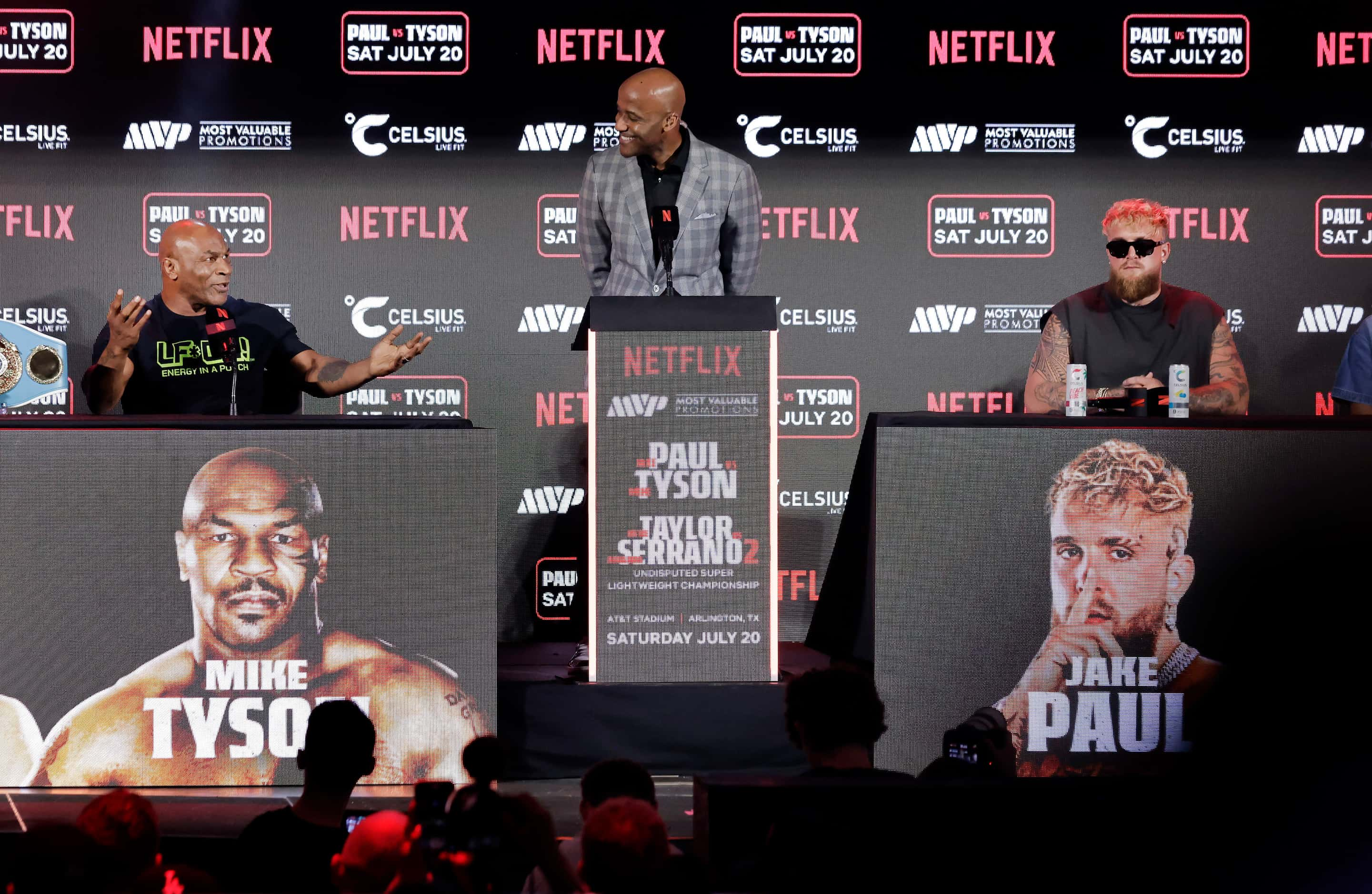 Ahead of their July fight at AT&T Stadium, boxers Mike Tyson (left) and Jake Paul answers...