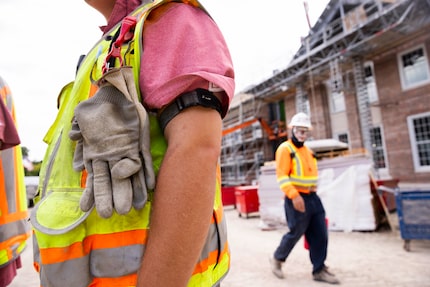 Tyler Hughes of Rogers-O’Brien Construction wears a Sentinel Occupational Safety’s SafeGuard...