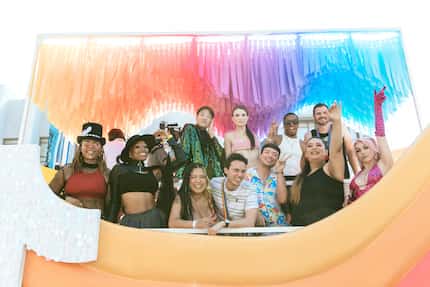 DeAndre Brown poses with other 2022 LGBTQ TikTok trailblazers at LA Pride.