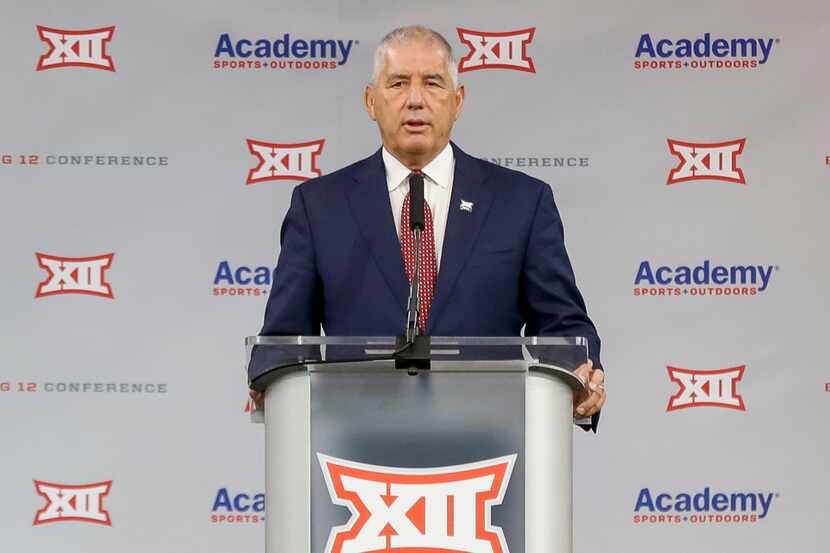 Big 12 Conference commissioner Bob Bowlsby speaks during the Big 12 Conference Media Days at...