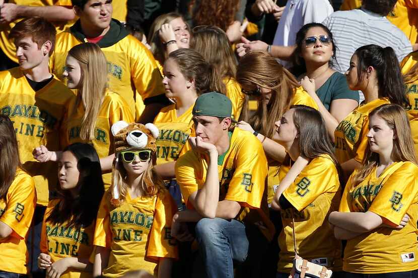 Baylor fans watches the Texas game in the last minutes of the end of the second half after...