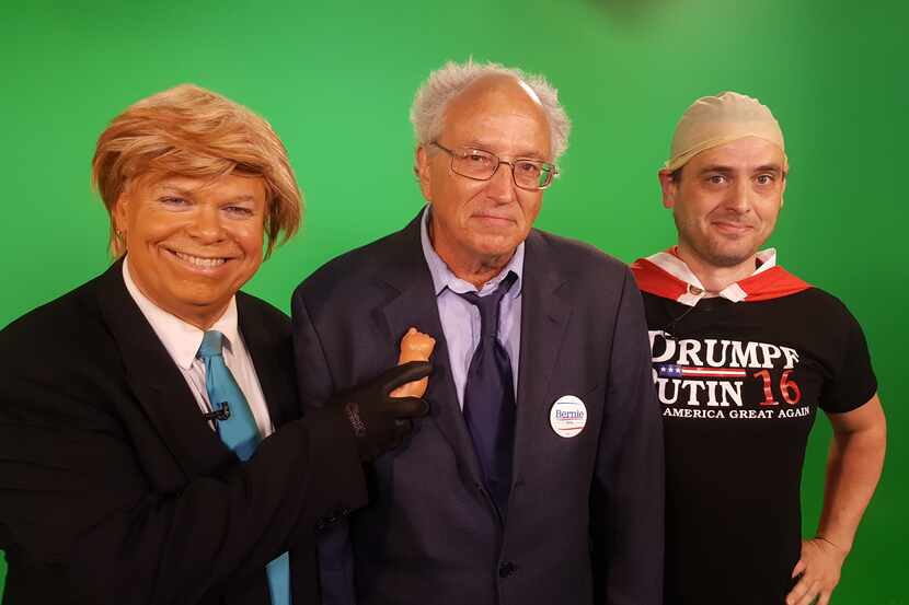 (from l-r) Cliff McClelland, John Garrison and Matt Mitchell as Citizen Drumpf, Bernie...