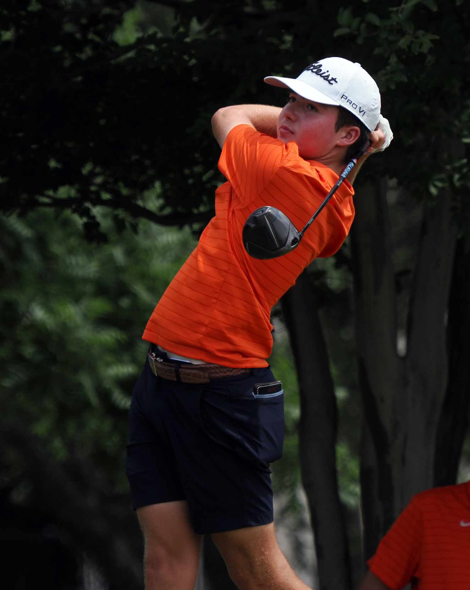 Frisco Wakeland’s Luke Colton tees off on #18 during round 2 of the UIL Boy’s High School...