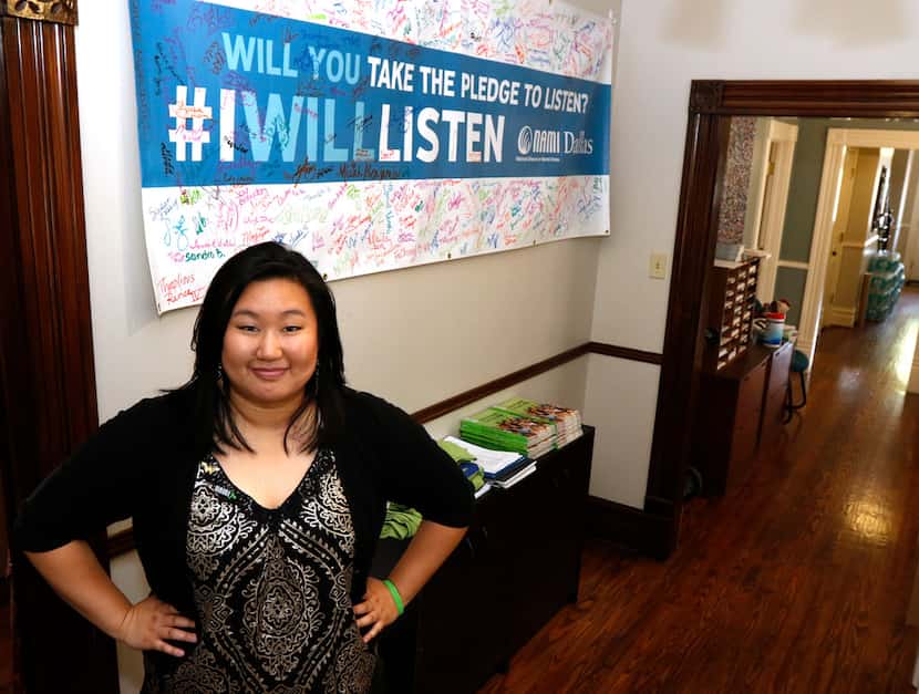 Connie Trinh, 27, in the Dallas office of the National Alliance on Mental Illness, works...