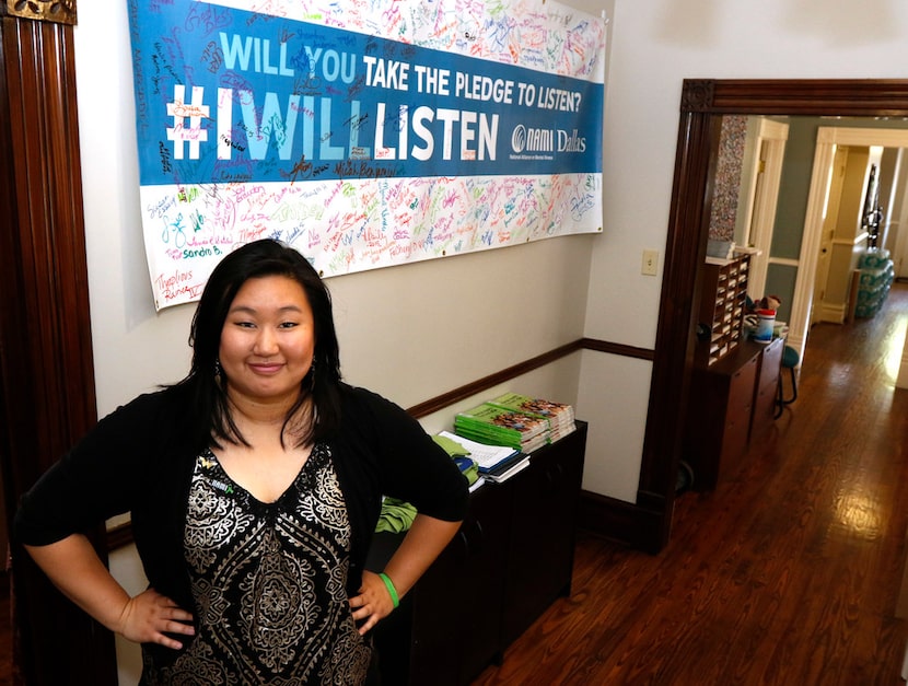 Connie Trinh, 27, in the Dallas office of the National Alliance on Mental Illness, works...