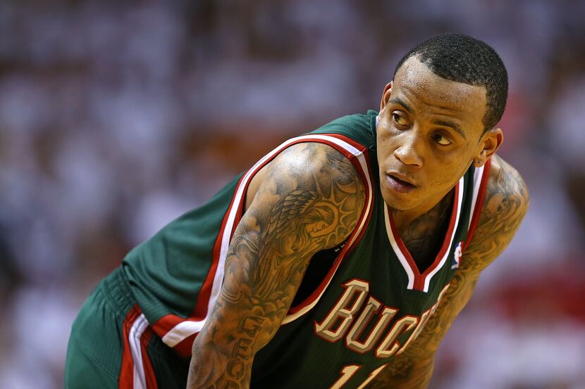 Monta Ellis of the Milwaukee Bucks looks on during Game 1 of the Eastern Conference...