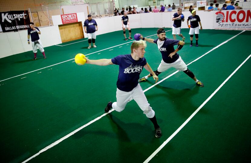 Players compete in in Dallas Dodgeball's Dodge Bowl tournament earlier this summer.