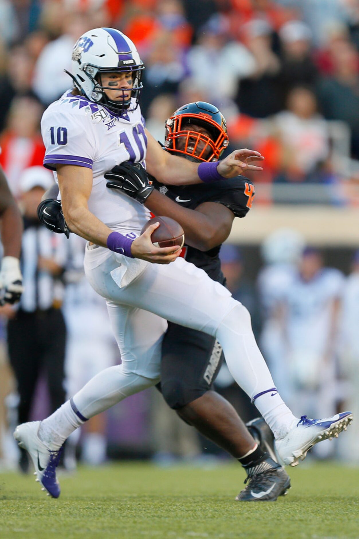 STILLWATER, OK - NOVEMBER 2:  Defensive tackle Jayden Jernigan #42 of the Oklahoma State...