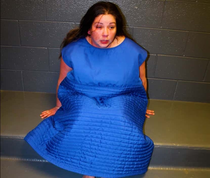 Xochitl Sanchez at the Garland jail in February 2021 after police said she was pepper...