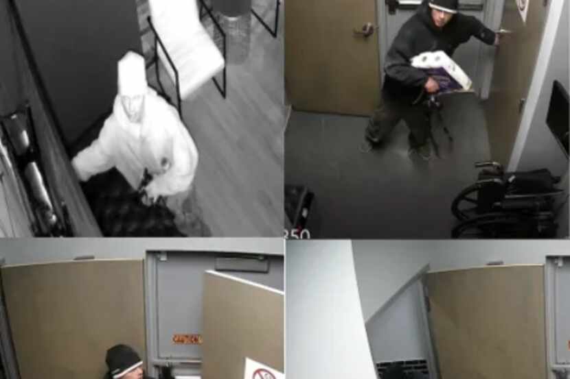 Surveillance-video images of a suspect who police said broke into a Pleasant Grove dental...