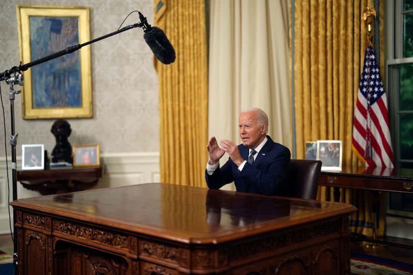 El presidente Joe Biden se dirigió a la nación en un discurso televisado desde la oficina...