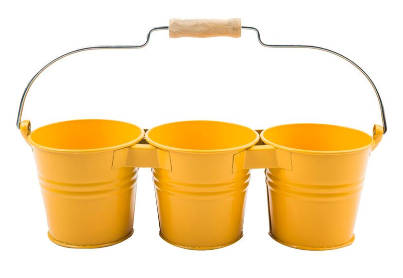 A trio of quart-size metal pots ($24.99) can host small ornamental plants or keep garden...