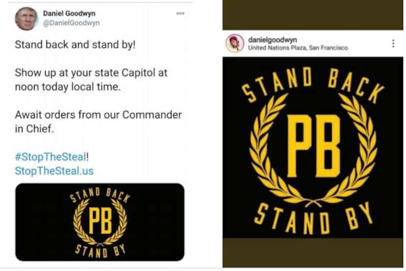Daniel Goodwyn claimed to be a member of the Proud Boys on social media, the FBI says.
