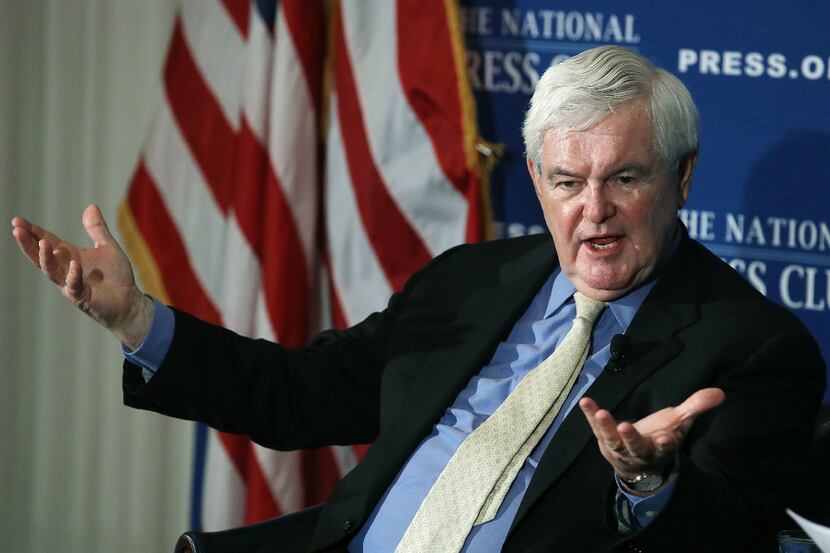 WASHINGTON, DC - JUNE 16:  Former House Speaker Newt Gingrich (R-GA), speaks about his book...