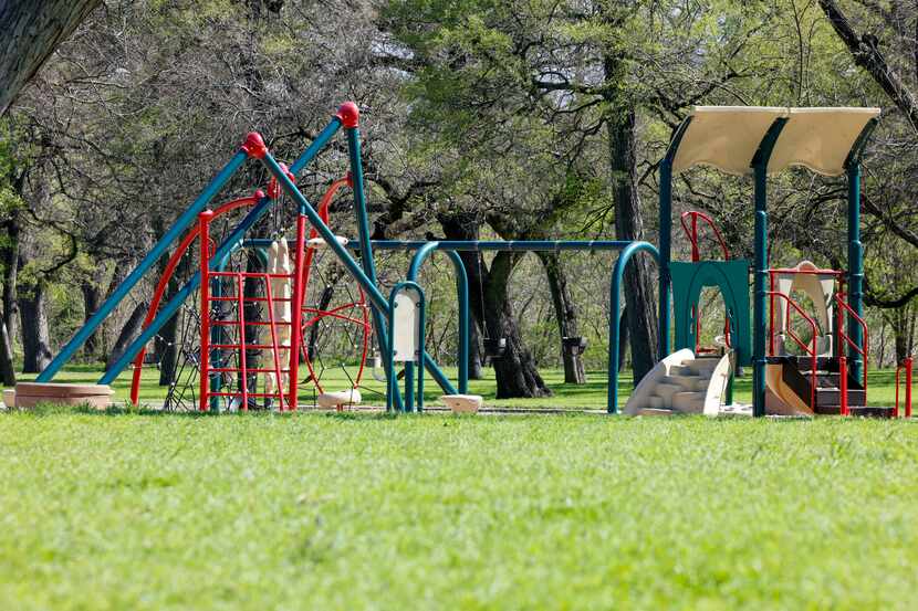 Playground equipment at Glendale Park in Dallas in March 2024.