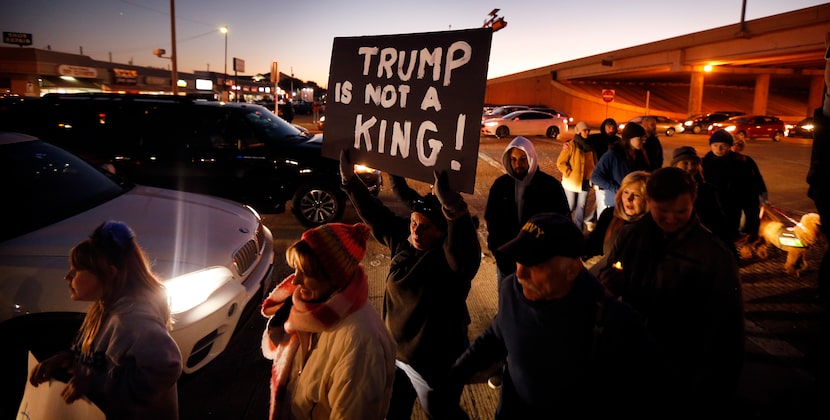 Supporters of U.S. Representative Colin Allred arrive outside his Richardson, Texas office...