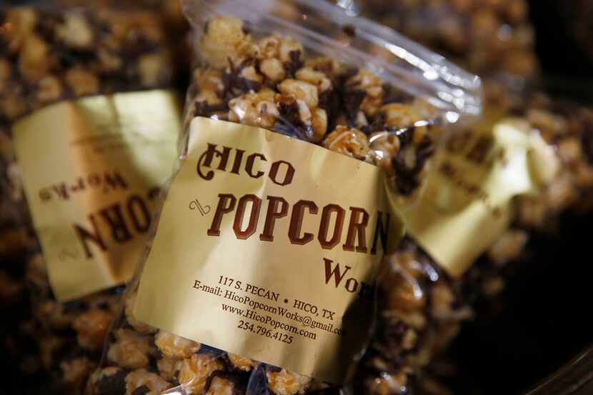 Chocolate Caramel Buzz popcorn for sale at Hico Popcorn Works in Hico.