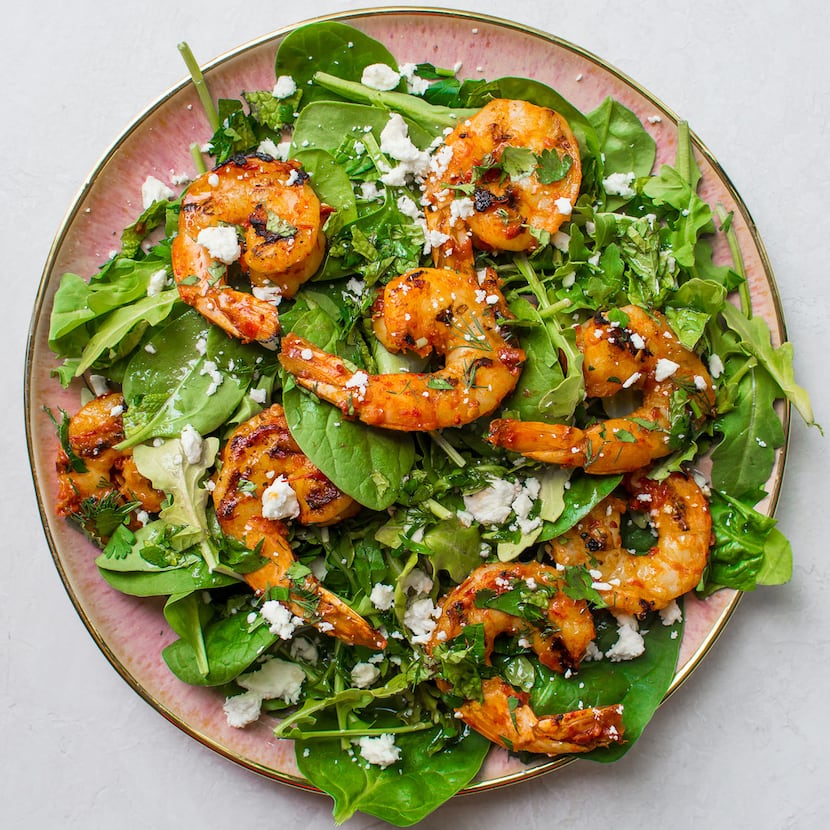 Harissa Shrimp Salad with Herbs and Goat Cheese