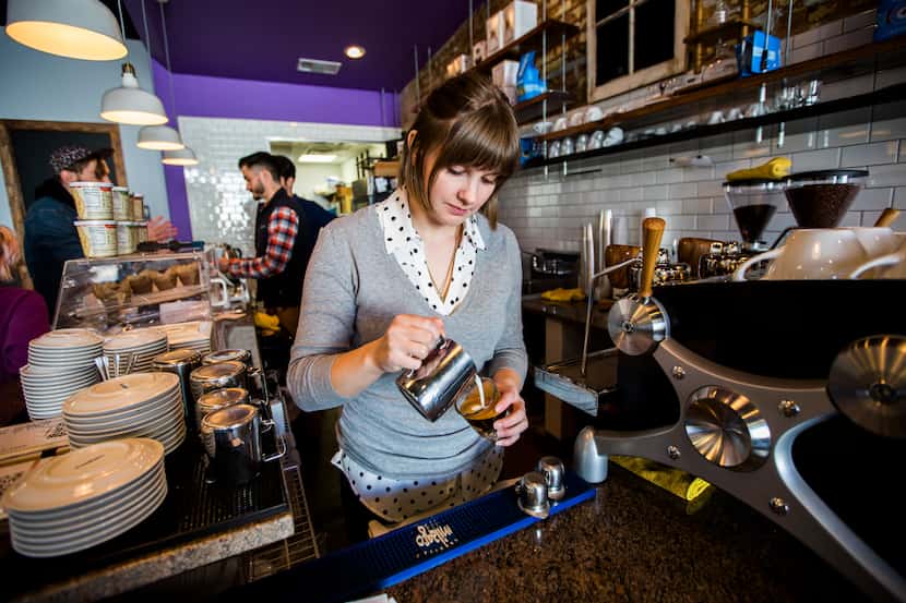 Manager Valorie Clark pours a cortado at Method in Dallas.