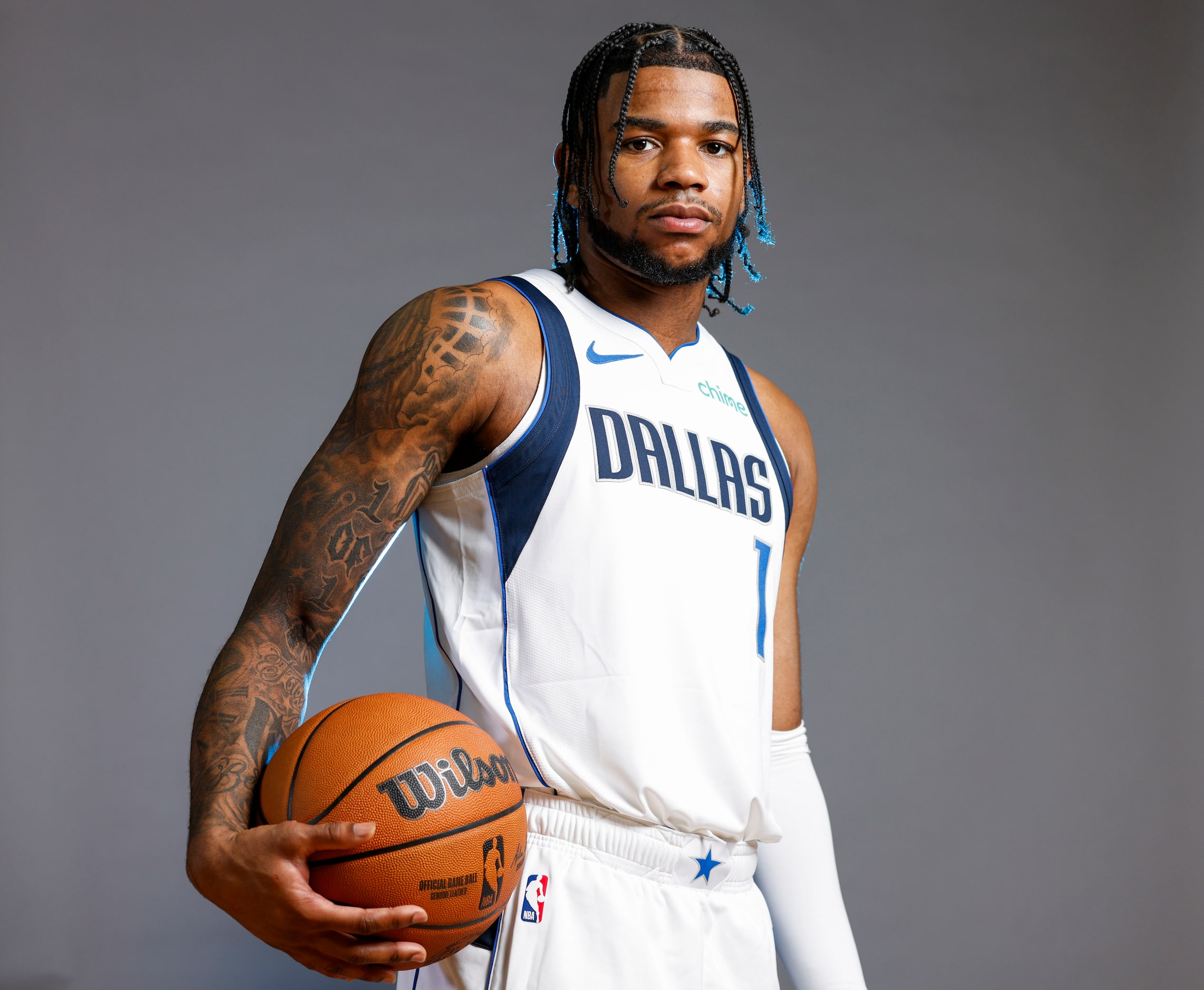 Dallas Mavericks’ Jaden Hardy poses for a photo during the media day on Friday, Sept. 29,...