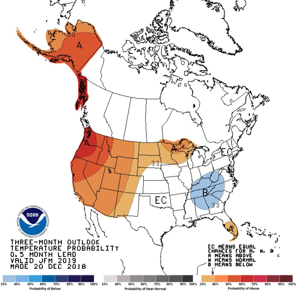Am outlook for the months of January through March by the Climate Prediction Center shows...