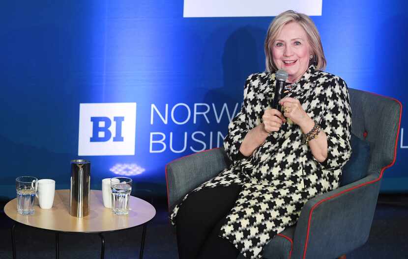 Hillary Clinton attends the Gender Equality Conference at BI Business School on March 8,...