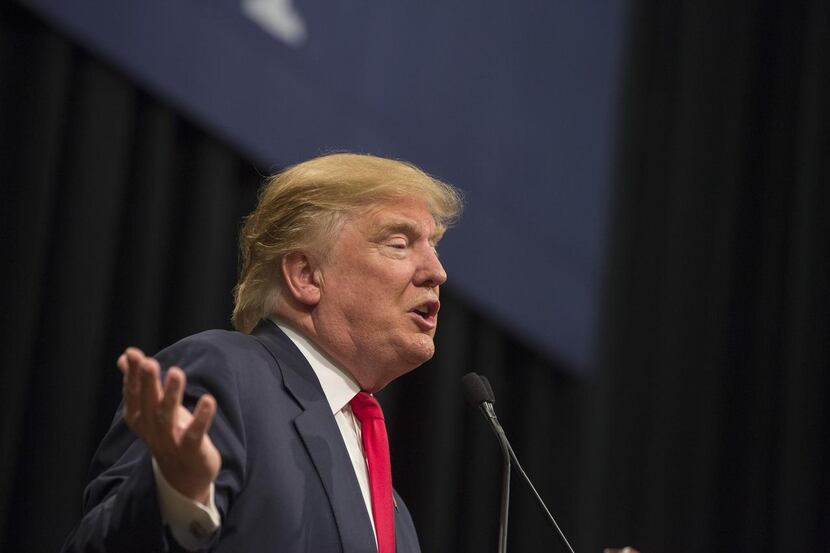 
Republican presidential candidate Donald Trump speaks at a rally in Myrtle Beach, S.C.
