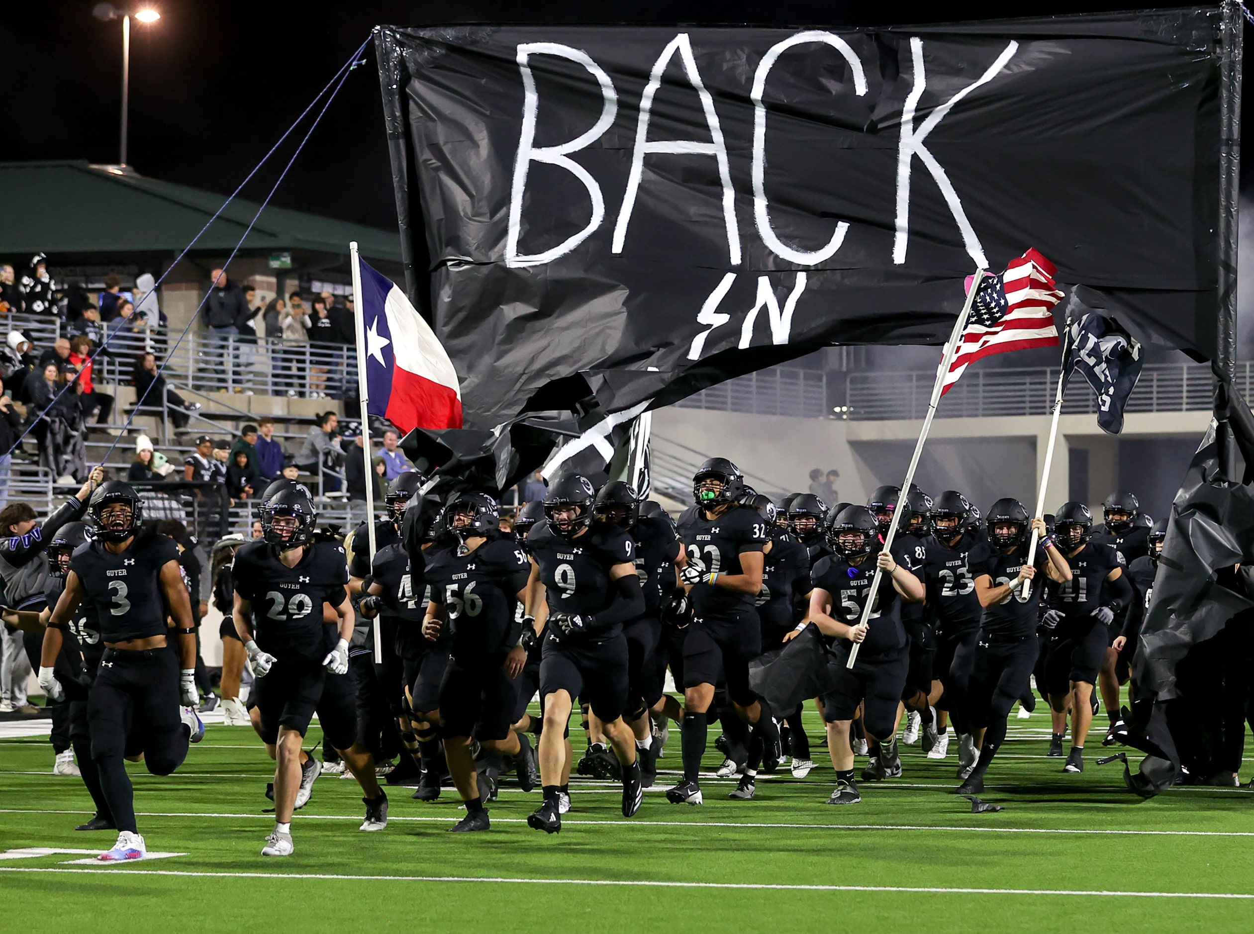 The Denton Guyer Wildcats enter the field to face McKinney in a Class 6A Division II...