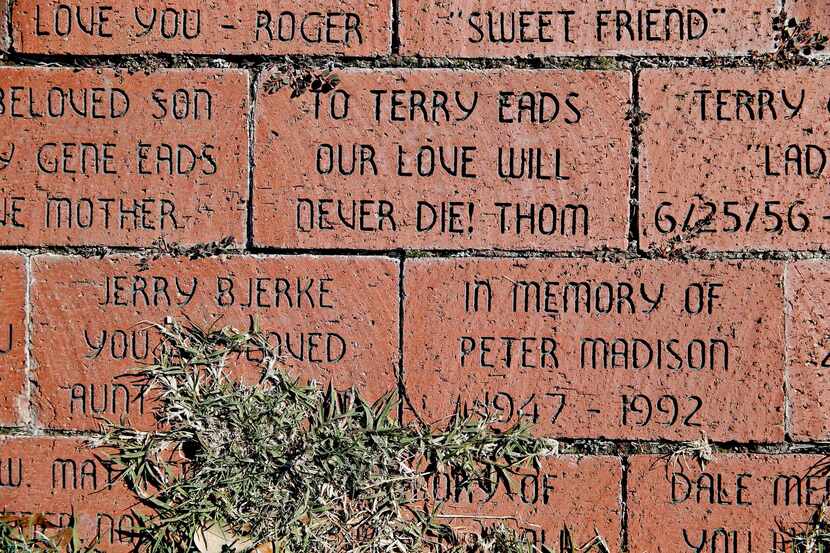
Bricks remain in memorial outside the Resource Center who died from HIV-AIDS.
