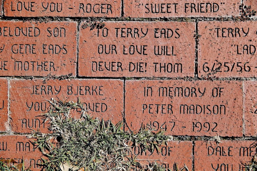 
Bricks remain in memorial outside the Resource Center who died from HIV-AIDS.
