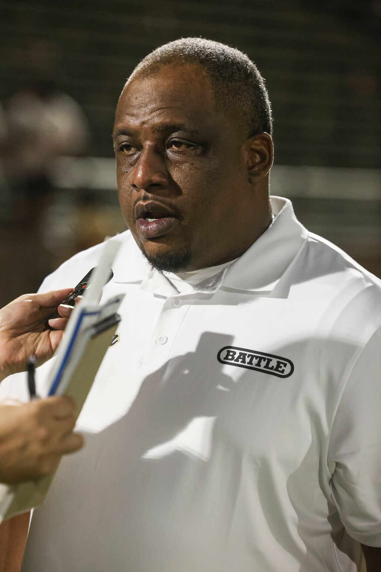 South Oak Cliff High School head coach Jason Todd after the game between South Oak Cliff...