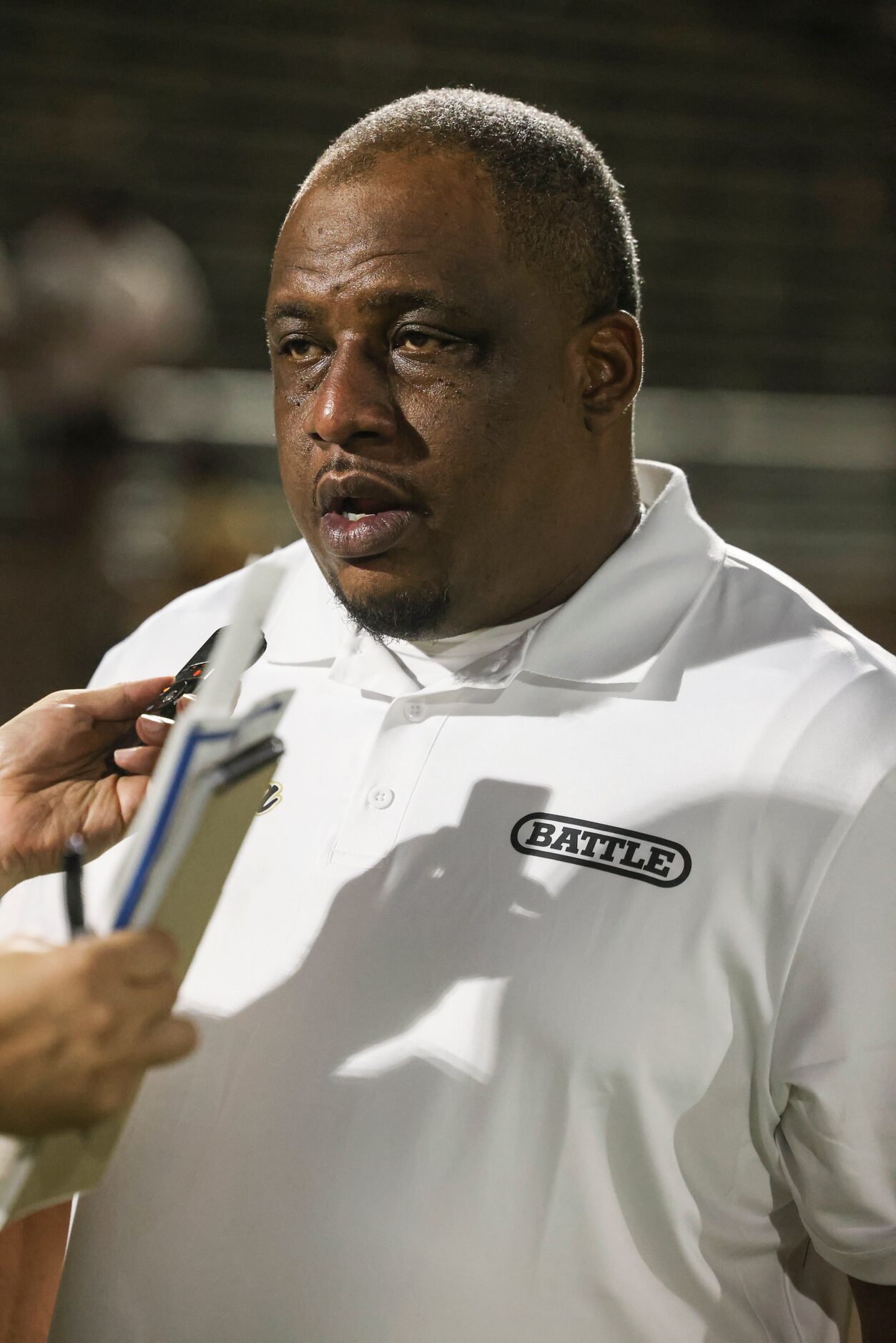 South Oak Cliff High School head coach Jason Todd after the game between South Oak Cliff...